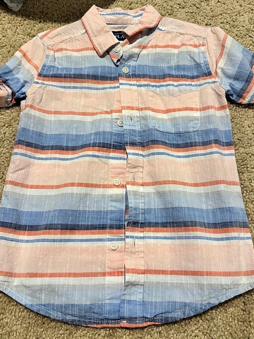 The Children's Place Striped Button Down Shirt Boys 5T Cotton